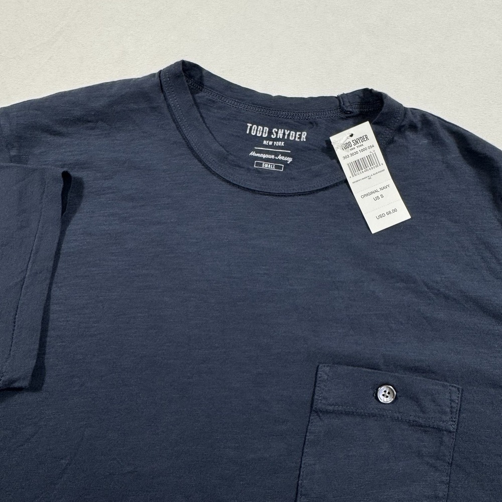 Todd Snyder Homespun Jersey Mens S Navy Shirt Tee Slub Pocket Made in USA NEW